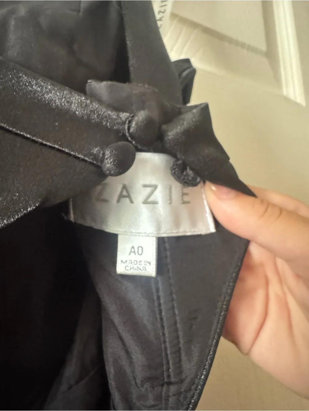 Azazie Black Satin Halter Gown with Side Slit